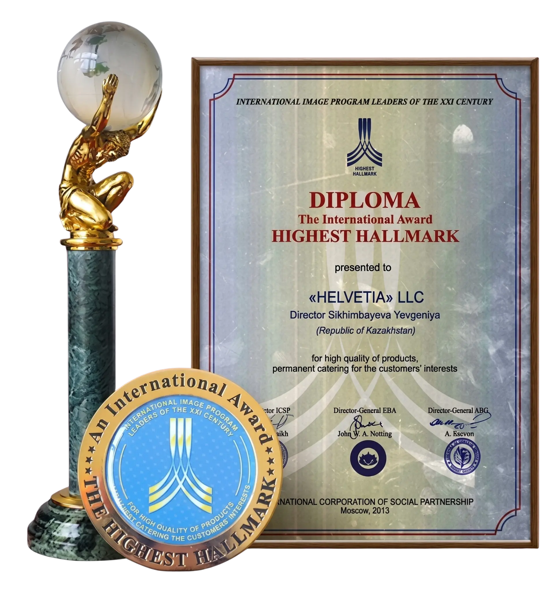 HELVETIA Highest Hallmark international award and diploma